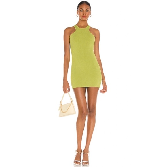 GAUGE81 Avila Ribbed Mini Halter Dress in Bright Green - Picture 3 of 9